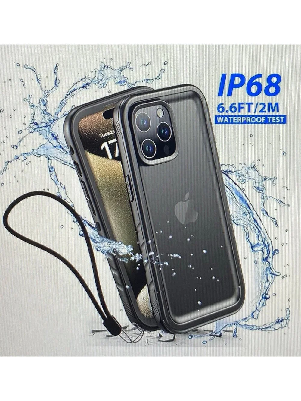 Sportlink Waterproof Case for iPhone 15 Pro Max Black/Clear